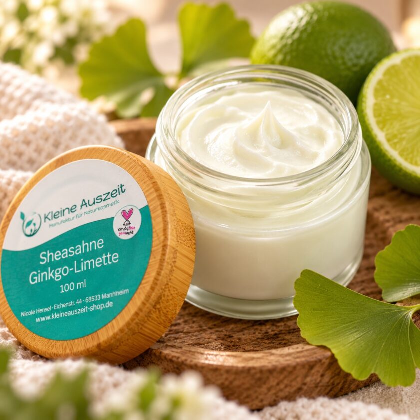 sheasahne_ginkgo_limette_im_spa_stillleben Sheasahne Ginkgo Limette